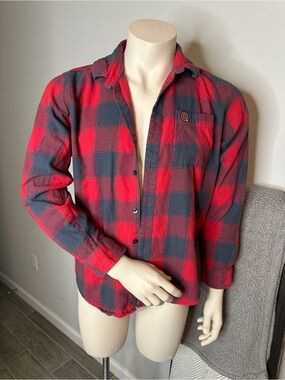 Scarlett Red and Gray Plaid Button-Down Shirt